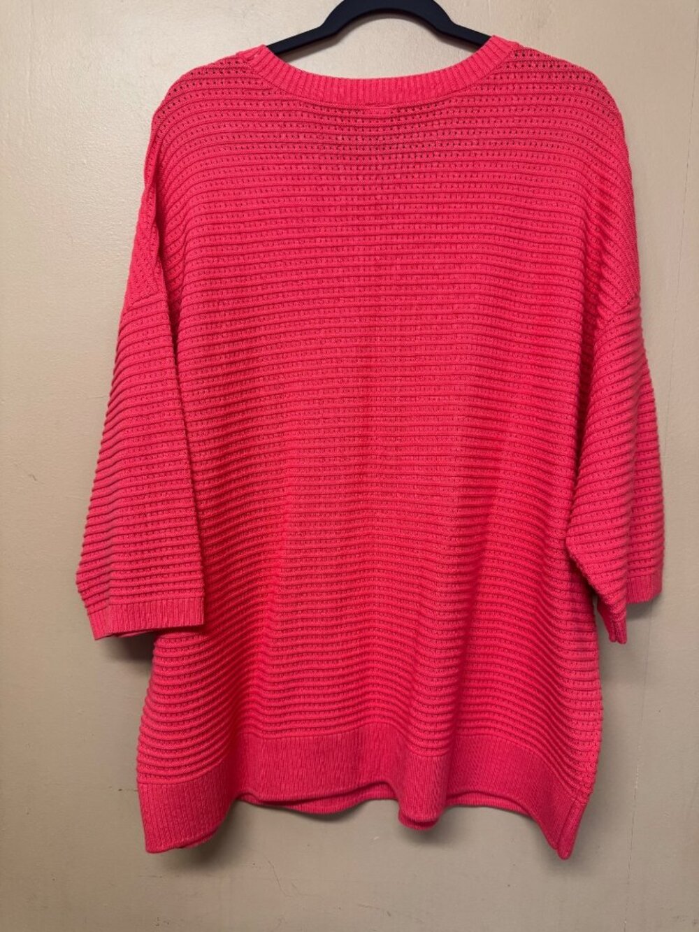 Lane Bryant Livi Coral Pink Pointelle Knit Dolman Sleeve Sweater 22/24 Beachy - Picture 8 of 8